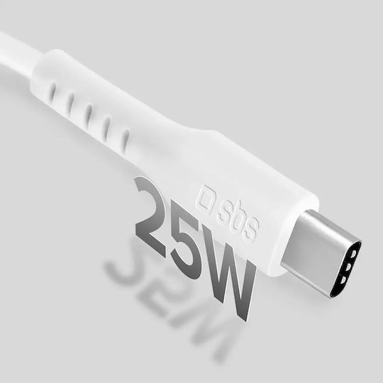 SBS USB 2.0 Cable USB-C male - USB-C 25W PD Λευκό 1m CABLETCC10W