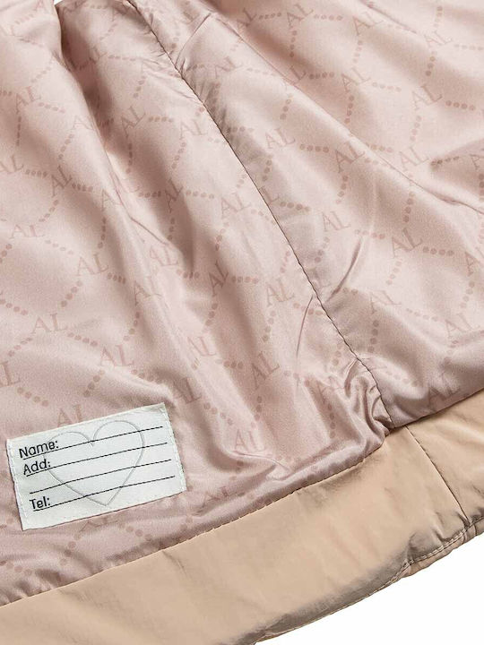 Kids Quilted Sleeveless Double Sided Jacket with Hood Beige