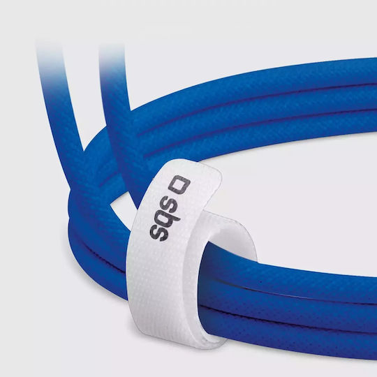 SBS Braided USB 2.0 Cable USB-C Male - USB-C 60W PD Blue 1.5m