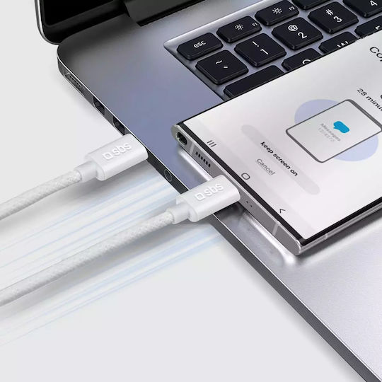 SBS Braided USB 2.0 Cable USB-C Male - USB-C 60W PD Gray 1.5m