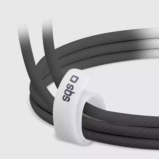 SBS Braided USB 2.0 Cable USB-C male - USB-C 60W PD Μαύρο 1.5m