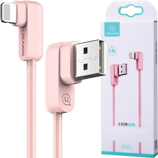 Usams SJ165 Angle (90°) USB to Lightning Cable Ροζ 1.2m (IPUSBCY03)