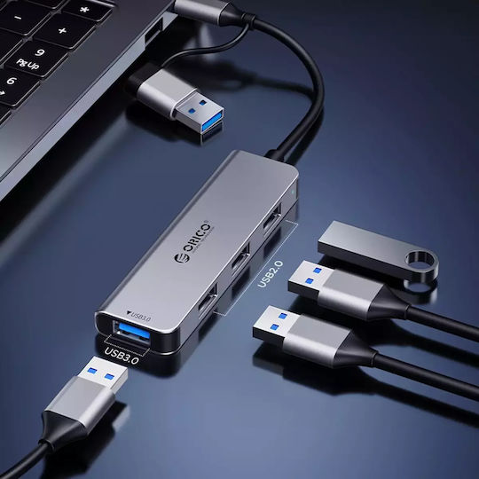 Orico Хъб 7 Порта USB 3.0 с Връзка USB-A / USB-C Сив