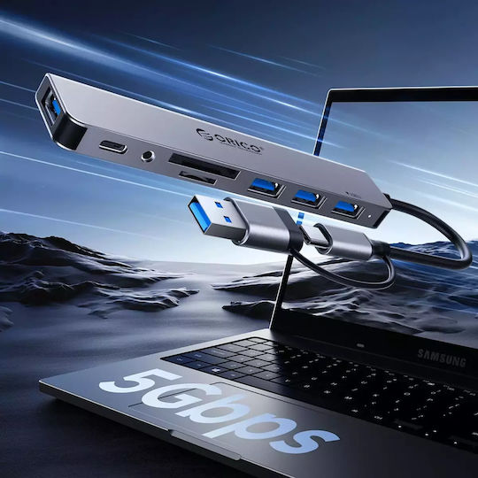 Orico YSA8-U3 USB 2.0 Хъб 10 порта с връзка USB-A / USB-C Сив