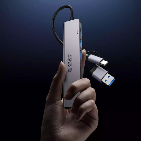 Orico YSA8-U3 USB 2.0 Хъб 10 порта с връзка USB-A / USB-C Сив