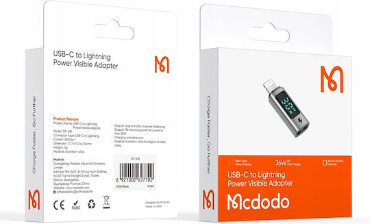 Mcdodo USB-C / Blitzschlag männlich zu USB-C / Blitzschlag weiblich Konverter 1 Stück OT-6100