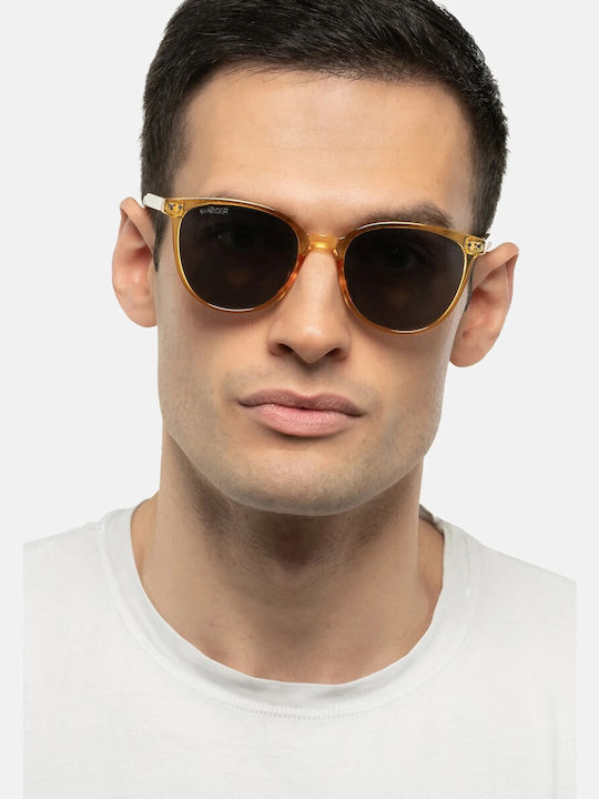 Smooder Damen Sonnenbrille mit Gelb Kunststoff Gestell und Schwarz Linse YAS06