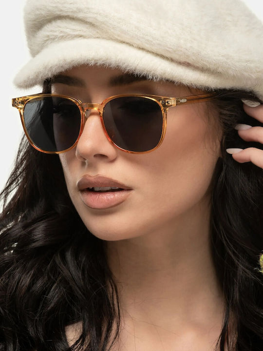 Smooder Unisex Sonnenbrille mit Gelb Kunststoff Gestell und Gray Linse RSS06