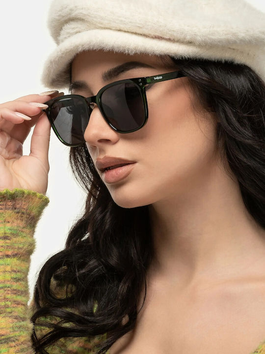 Smooder Unisex Sonnenbrille mit Gelb Kunststoff Gestell und Gray Linse KKS06