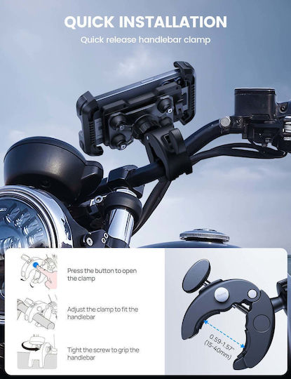 Lamicall Mount Phone Motorcycle with Adjustable Arm 4.7-6.8" for Steering Wheel