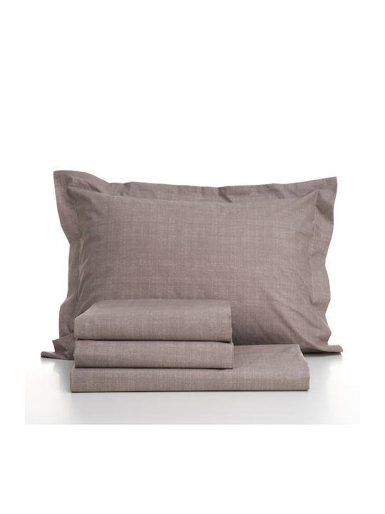 Charalambidis Textiles Sheet for Single Bed 160x260cm. Mono Beige