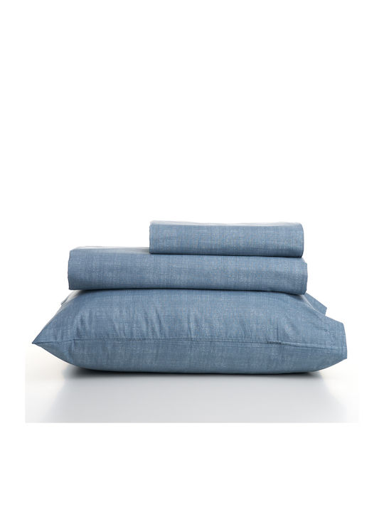 Charalambidis Textiles Sheet Double 200x260cm. Double Blue