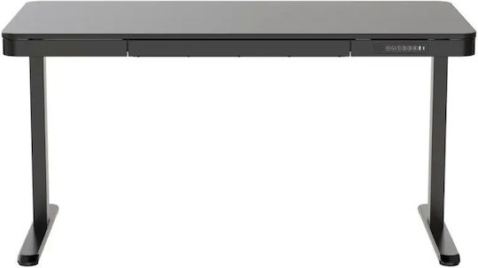 Desk Wooden Black with Metal Legs & USB ports 140x70x50cm