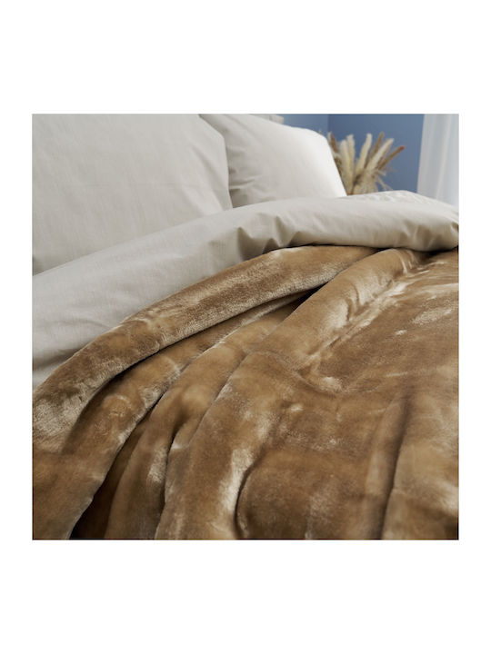 Charalambidis Textiles Κουβέρτα Βελουτέ Μονή 160x220εκ. Πετρόλ