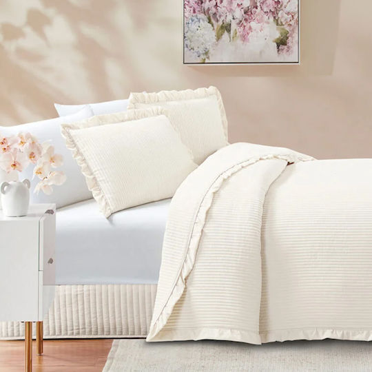 Liolios Home Armony Σετ Μαξιλαροθήκες Καπιτονέ Cream 50x70εκ.
