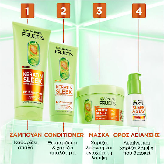 Garnier Keratin Sleek Hair Mask for Anti-Frizz with Keratin & Argan 370ml