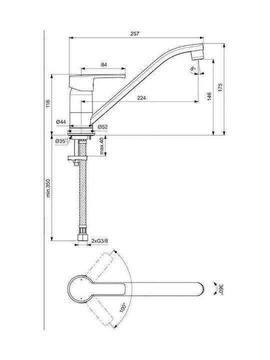 Ideal Standard Callista Kitchen Faucet Counter Chrome