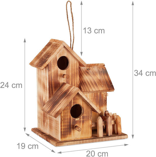 Cuib Triplă Pentru Păsări 4 Intrări Din Lemn 34 X 20 X 19 Cm