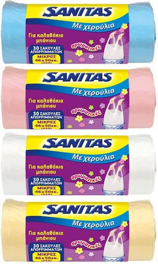 Sanitas Scented Trash Bags with Handles Easy Pack 46x50cm 30pcs Pink