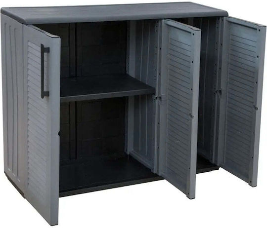 Dreiblättrige Außenschrank aus Polypropylen mit Trennwand & 1 Regal 102x37x84cm
