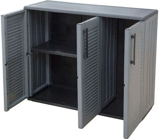 Dreiblättrige Außenschrank aus Polypropylen mit Trennwand & 1 Regal 102x37x84cm