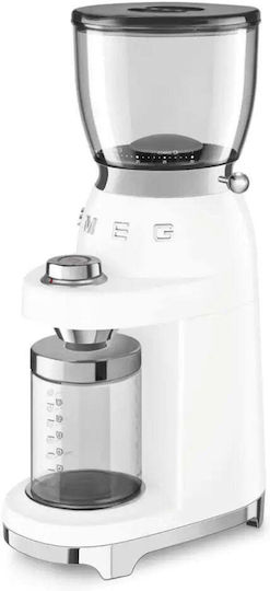 Smeg Elektrischer Kaffeemühle 150W mit einer Kapazität von 350gr und 30 Mahlstufen Weiß