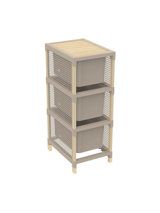 Drawers Storage Fixwood Solid Wood with 3 Drawers L41xW30.5xH81cm