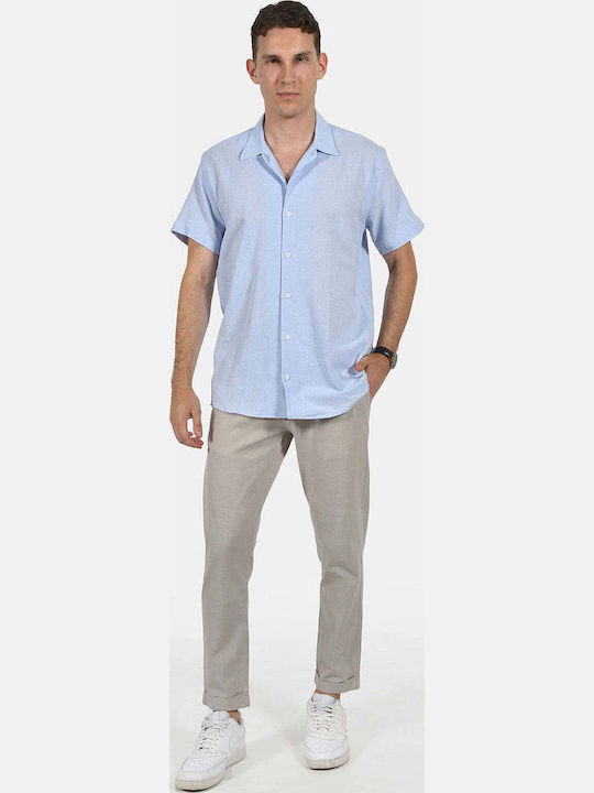 Short-sleeved Cotton Shirt Sky Blue