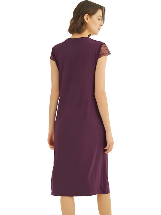 Monamise Summer Women's Nightdress Burgundy
