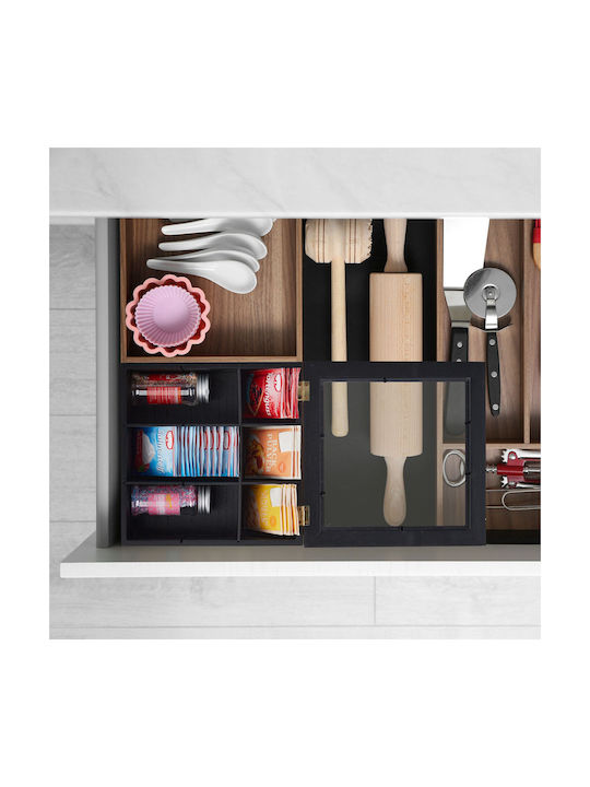 Relaxdays Caseta Pentru Ceai / Cafea Cu Capac Din Lemn Negru 23,5x9x23,5cm