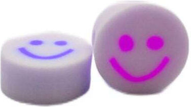 Fimo Weiße Perlen Gesichter Bunt 10mm 10Stück 12-08
