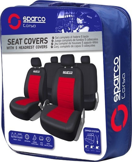 Sparco Σετ Πλατοκαθίσματα Αυτοκινήτου 9τμχ Κόκκινα