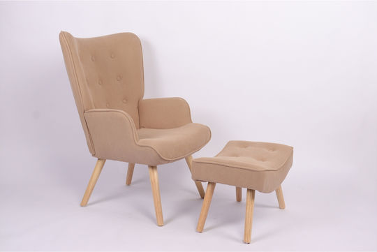 Anidori Ohrensessel mit Fußhocker Open Café 73x69x96cm