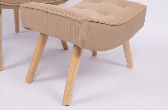 Anidori Ohrensessel mit Fußhocker Open Café 73x69x96cm