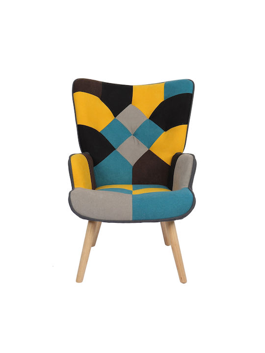 Briar Μπερζέρα Κίτρινο/μπλε Patchwork 73x69x96cm
