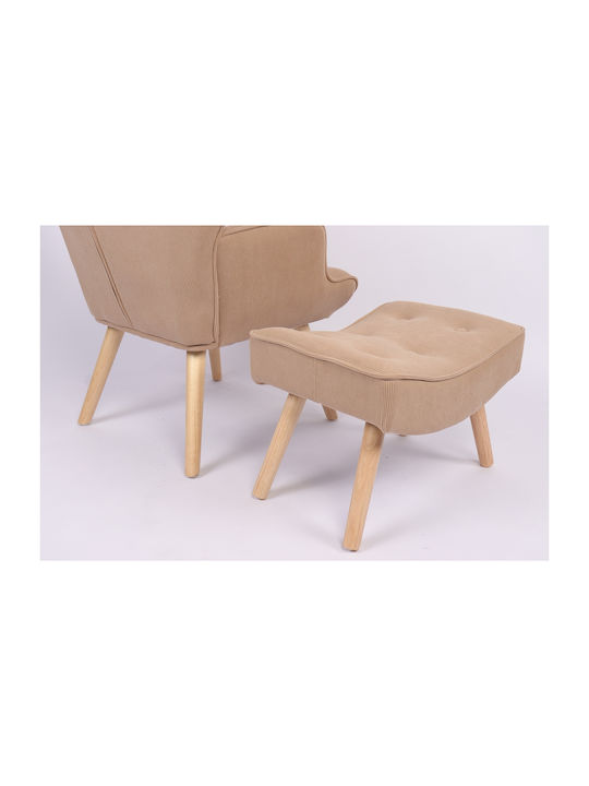 Anidori Ohrensessel mit Fußhocker Open Café 73x69x96cm