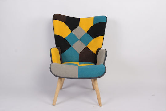 Briar Μπερζέρα Κίτρινο/μπλε Patchwork 73x69x96cm