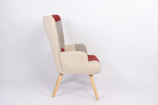 Briar Ohrensessel Bordeaux/Grey Patchwork 73x69x96cm