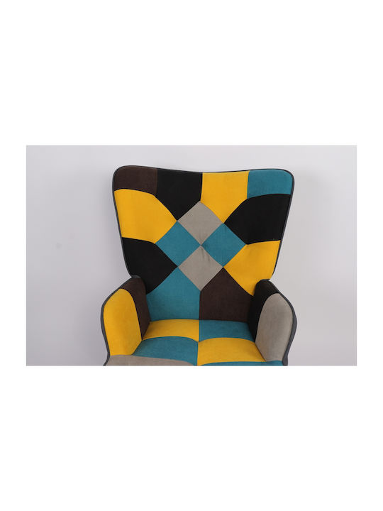 Briar Μπερζέρα Κίτρινο/μπλε Patchwork 73x69x96cm