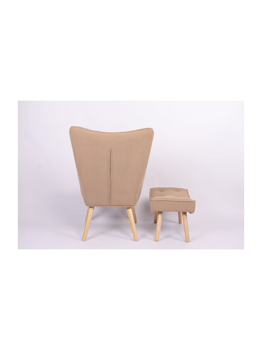 Anidori Ohrensessel mit Fußhocker Open Café 73x69x96cm