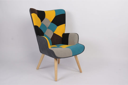 Briar Μπερζέρα Κίτρινο/μπλε Patchwork 73x69x96cm
