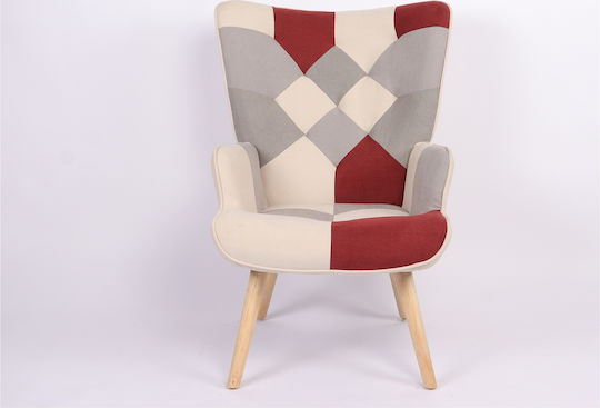 Briar Ohrensessel Bordeaux/Grey Patchwork 73x69x96cm