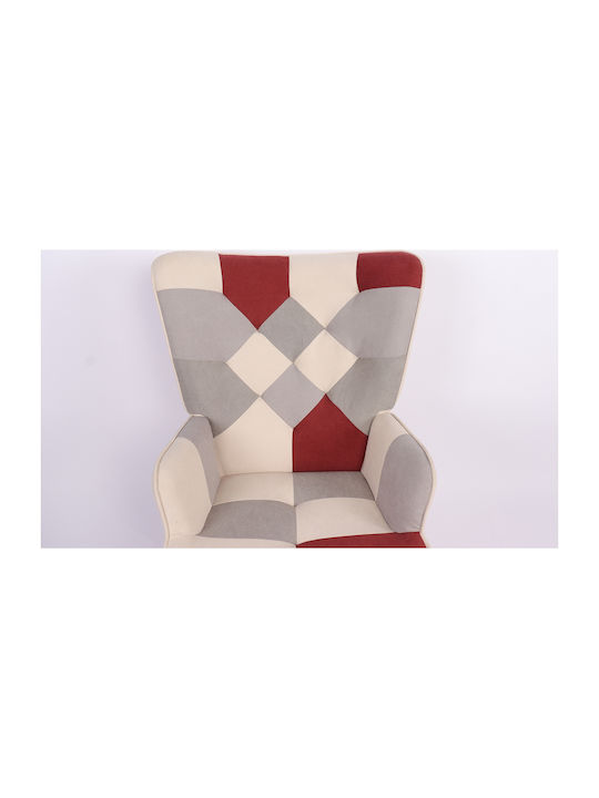 Briar Bergère Bordeaux/Grey Patchwork 73x69x96cm