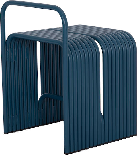 Hocker Für das Wohnzimmer mit Rückenlehne Metall Intrepid Blue 40x38x55cm