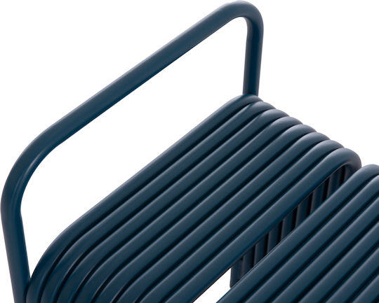 Hocker Für das Wohnzimmer mit Rückenlehne Metall Intrepid Blue 40x38x55cm