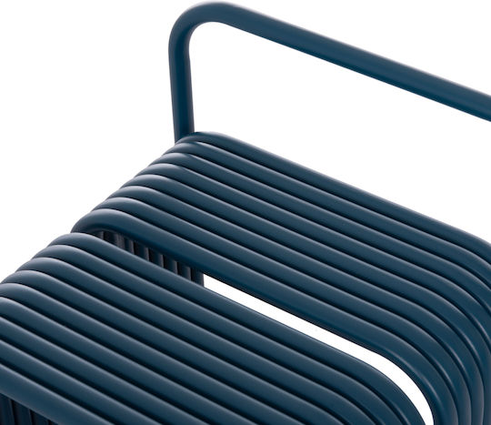 Hocker Für das Wohnzimmer mit Rückenlehne Metall Intrepid Blue 40x38x55cm