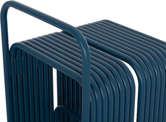 Hocker Für das Wohnzimmer mit Rückenlehne Metall Intrepid Blue 40x38x55cm