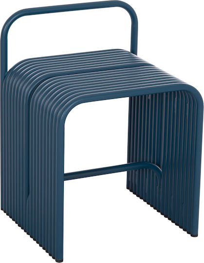 Hocker Für das Wohnzimmer mit Rückenlehne Metall Intrepid Blue 40x38x55cm