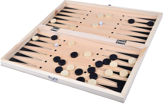 Wooden Checkers & Dice Set for Backgammon Brown / Black