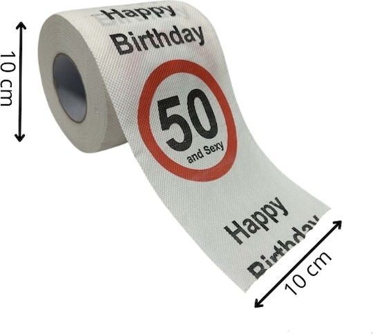 Lustiges Toilettenpapier 50. Geburtstag 2-lagige Lustige Nachricht "happy Birthday 50 Sexy" 10 cm Höhe 10 cm Breite
